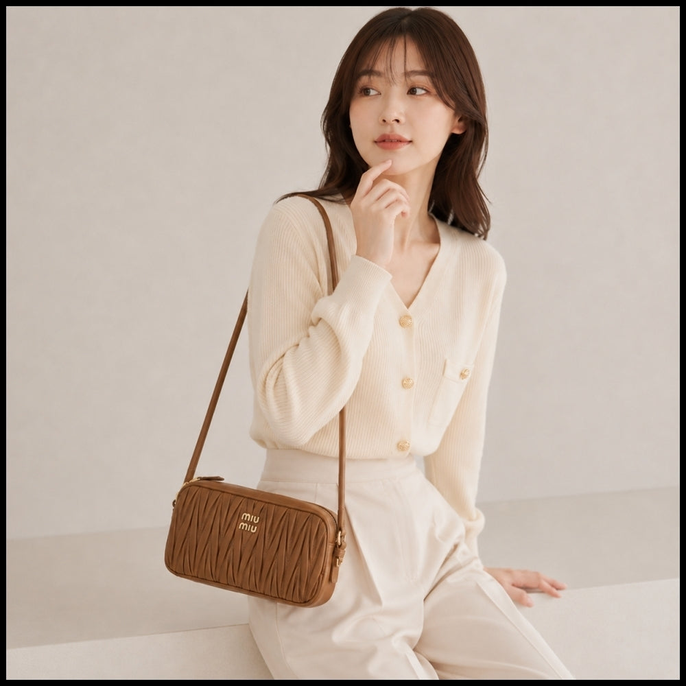 【Miu Miu】Women’s Matelasse Pouch Shoulder Bag