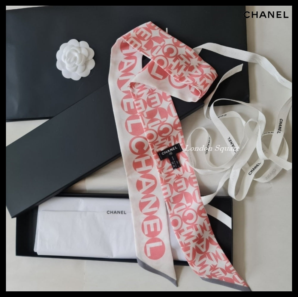 【CHANEL】Silk Twill Slim Bandeau Scarf