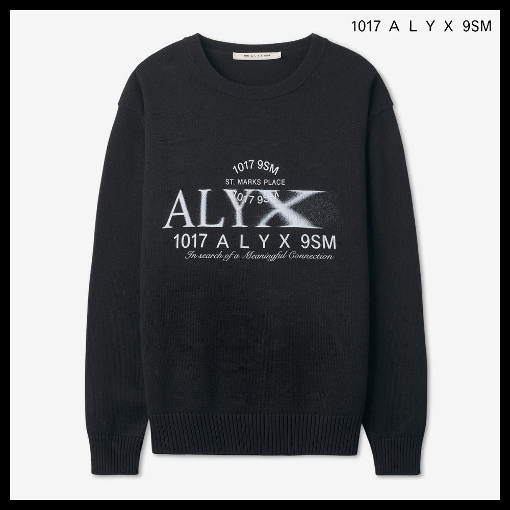 【ALYX】Graphic-Print Knitted Sweater, Black