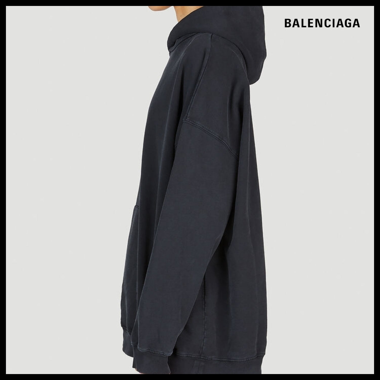 【BALENCIAGA】Large Fit Hooded Sweatshirt Black