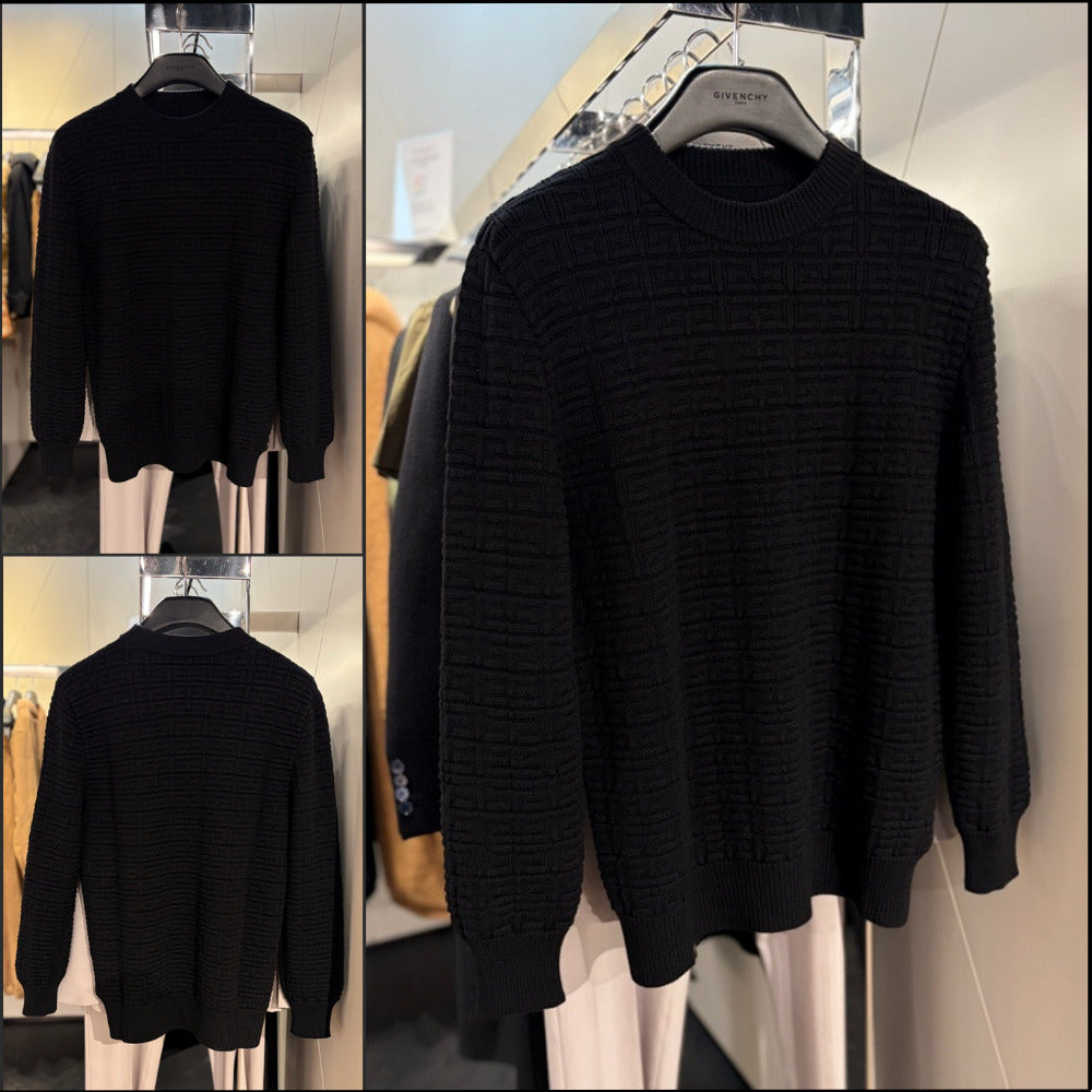 【GIVENCHY】Jacquard Wool Knit Sweater Black