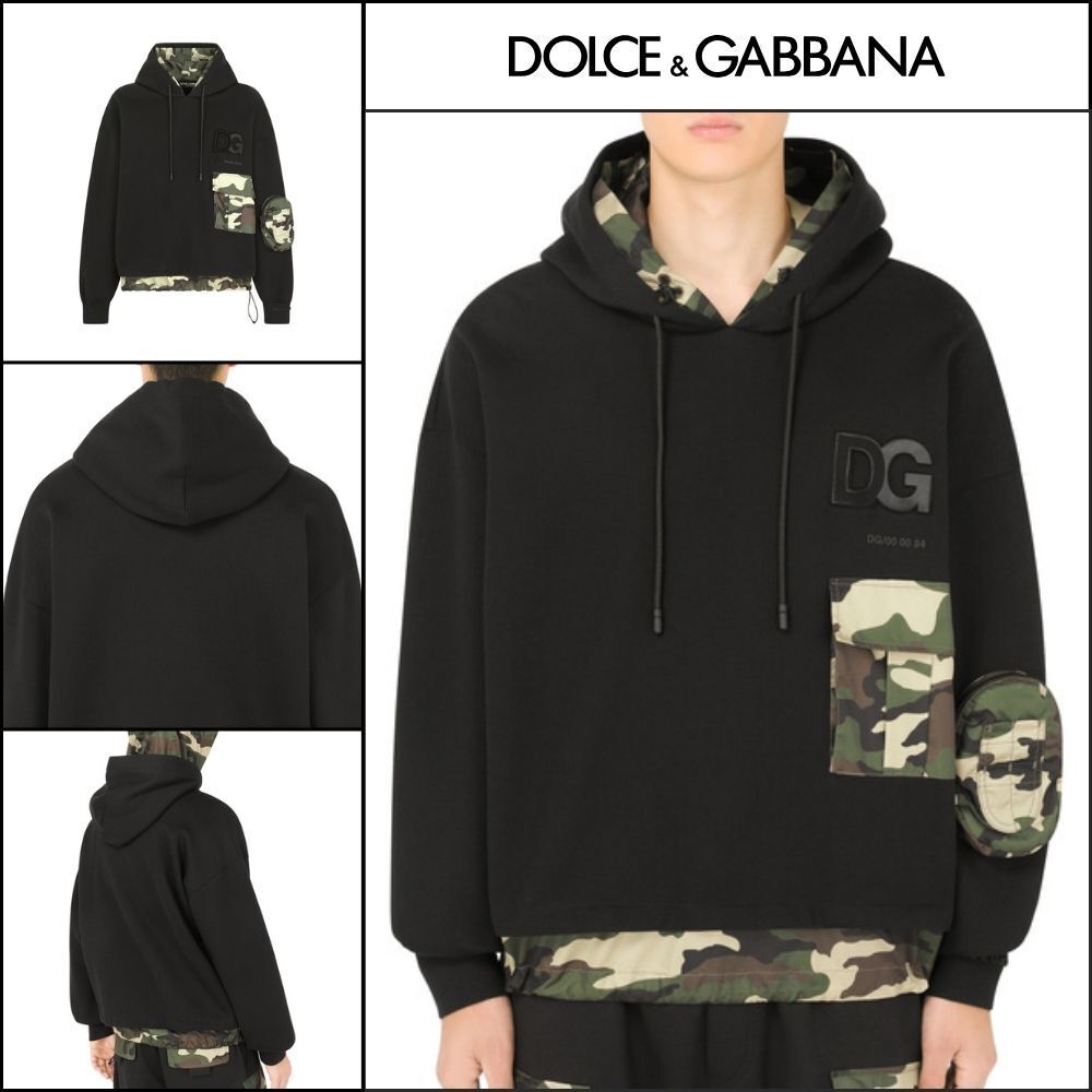 【Dolce & Gabbana】Hoodie with Camouflage-Print Details