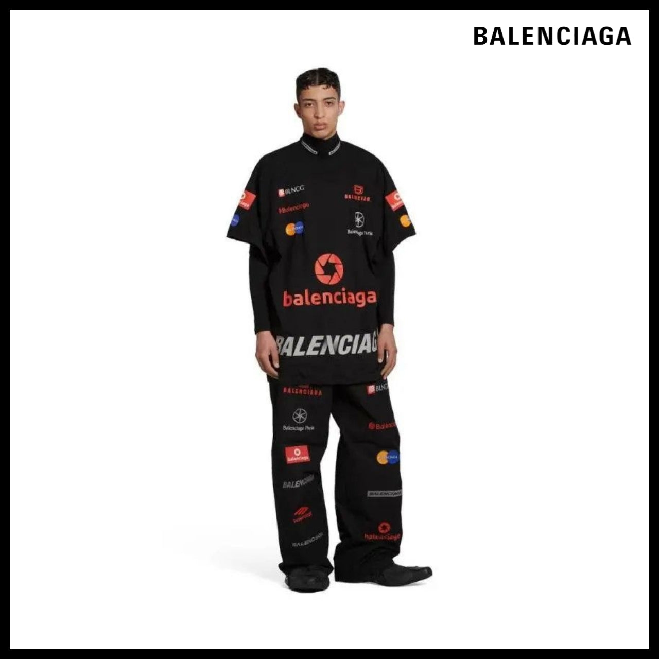 【BALENCIAGA】Top League T-Shirt Oversized Black