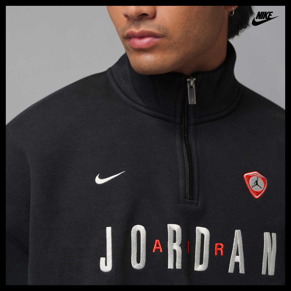 【NIKE】Flight Graphic Fleece 1/4 Zip M Black Street