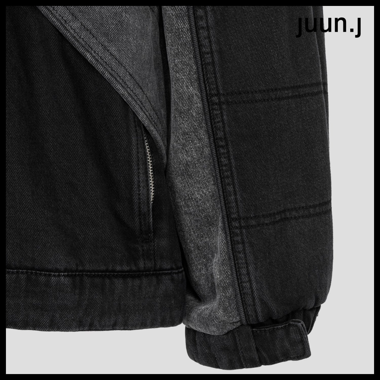【JUUN.J】Denim Color Block Track Jumper Black