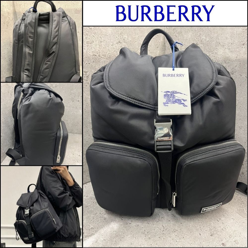 【Burberry】Lettering Logo Pocket Nylon Medium Rucksack