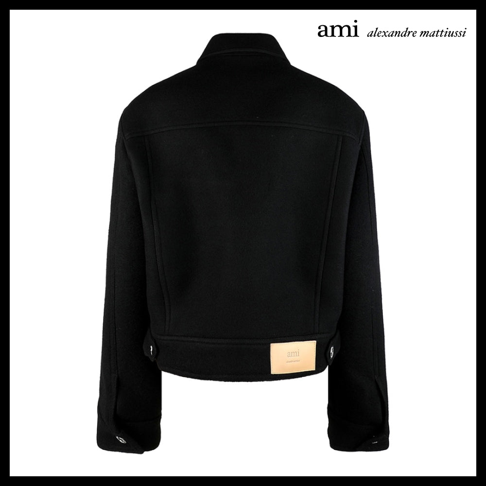 【AMI】23FW UJK234 WV0020 001 Men's Wool Jacket Black