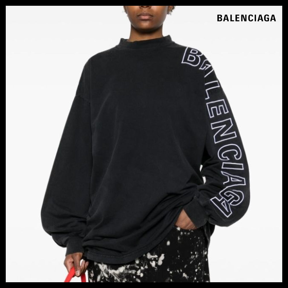 【BALENCIAGA】Outline Long Sleeve T-Shirt Oversized Black