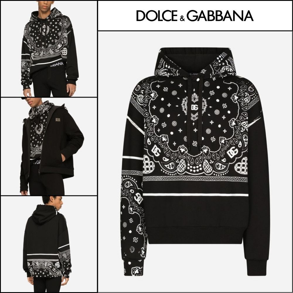 【Dolce & Gabbana】BANDANNA-PRINT JERSEY HOODIE