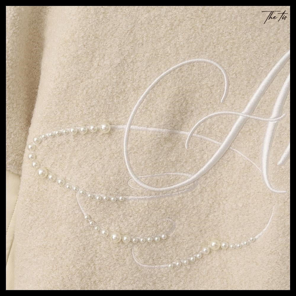 【The tis】Angel Pearl Varsity Jacket 2Colors
