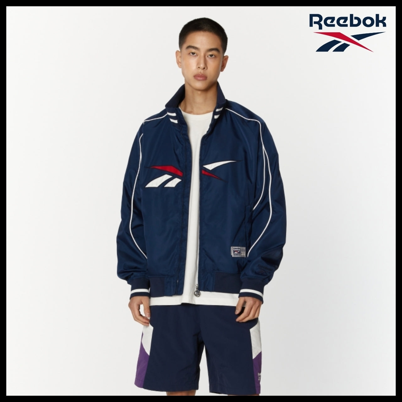 【Reebok】Vector Stadium Varsity Jacket Navy