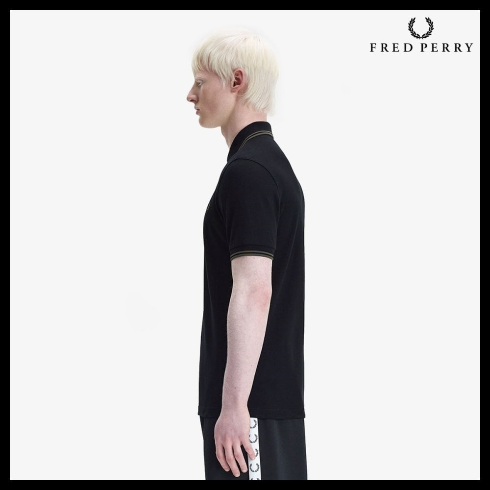 【FRED PERRY】Twin Tipped Fred Perry Shirt Black Field Green