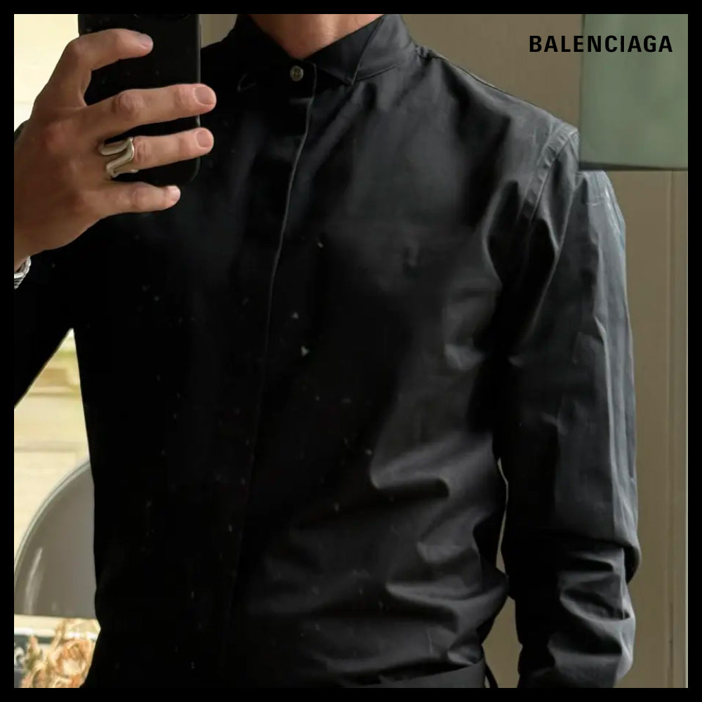 【BALENCIAGA】Regular Tuxedo Shirt Black
