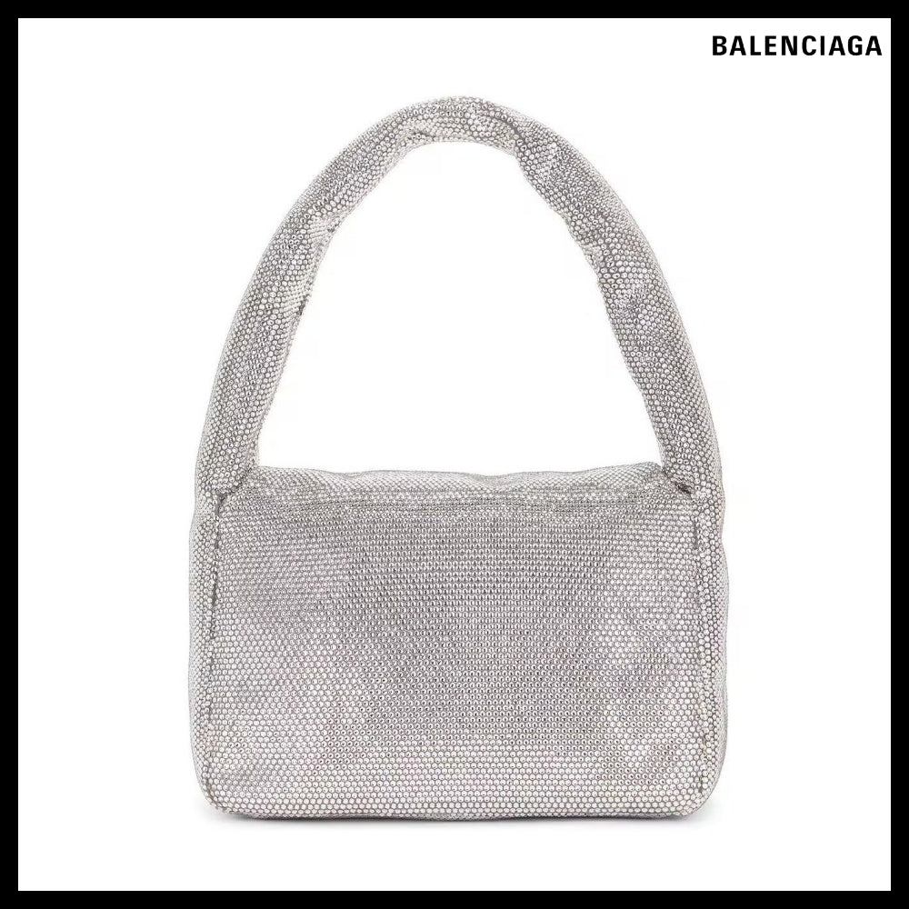 【BALENCIAGA】Monaco Sling Bag Grey Strass