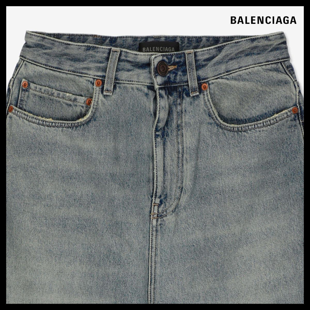 【BALENCIAGA】Low Crotch Denim Pants Blue Rust