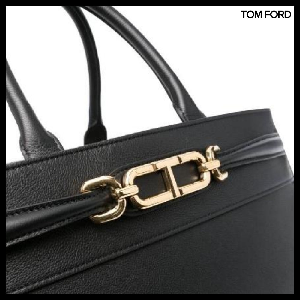 【TOM FORD】GRAIN LEATHER LARGE TOP HANDLE BAG