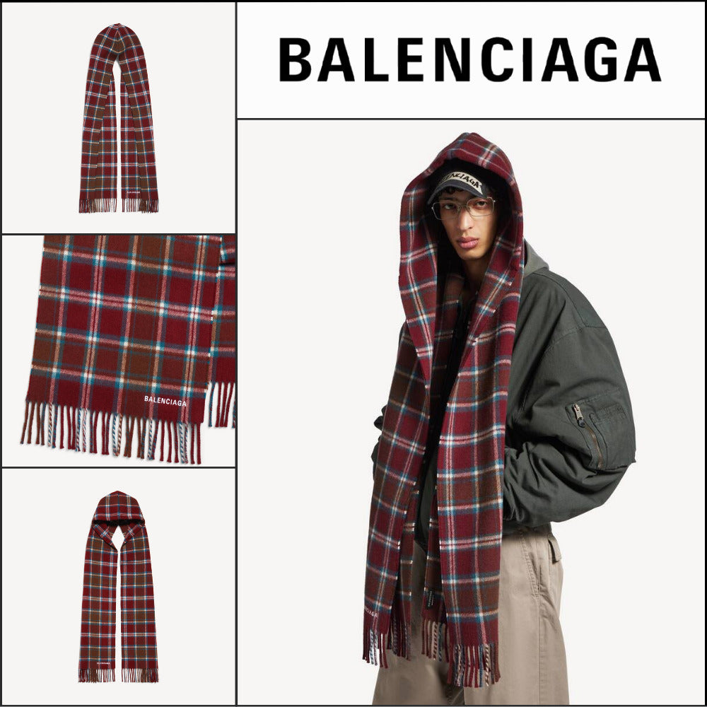 【BALENCIAGA】Hooded Scarf Burgundy