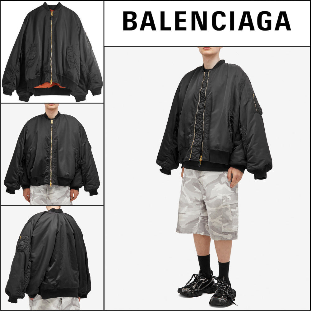 【BALENCIAGA】Double Sleeve Bomber Jacket Black