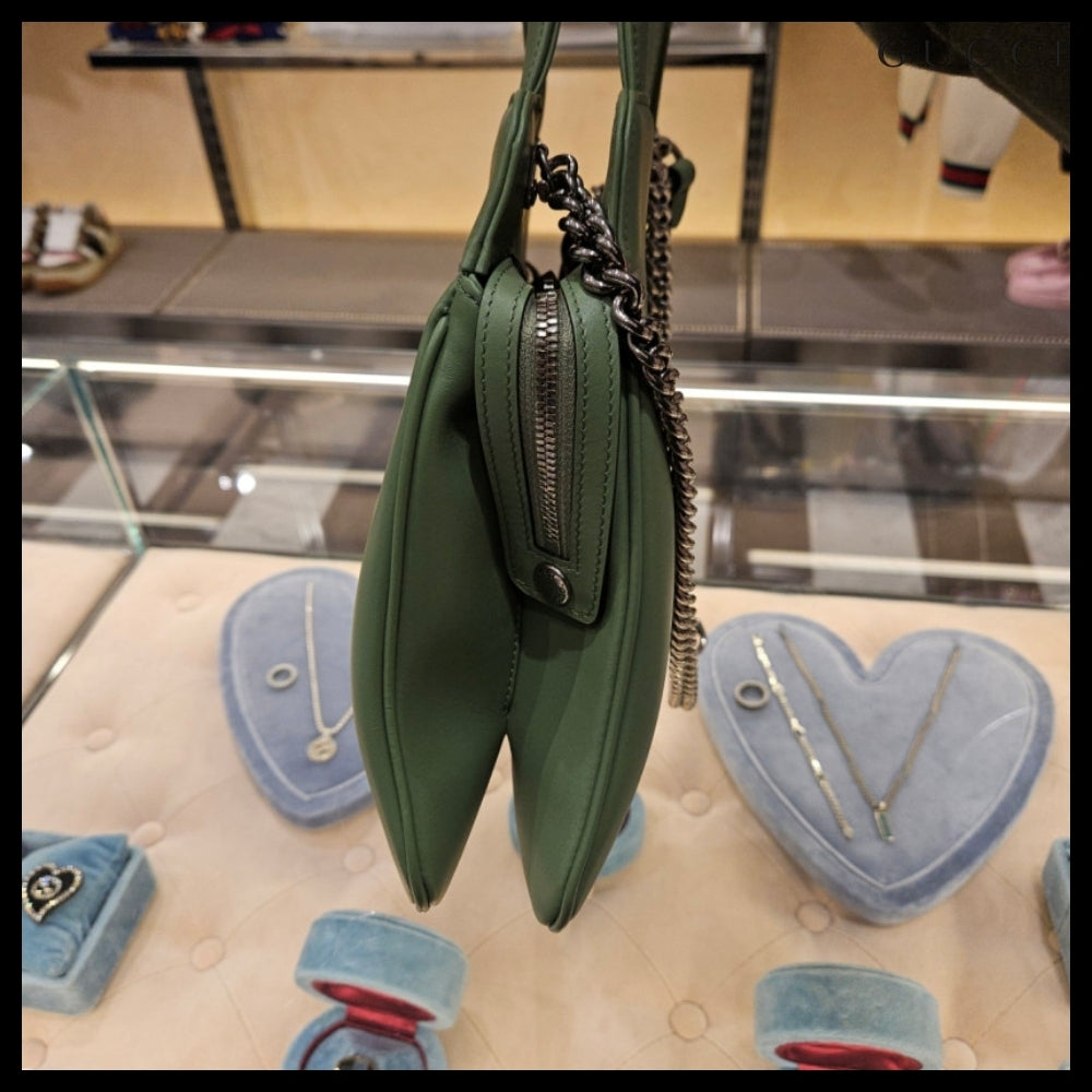 【GUCCI】PETITE GG Sena calf chatote bag green soil grass