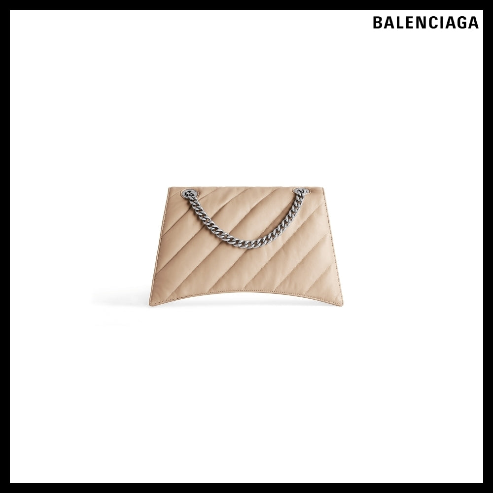 【BALENCIAGA】Crush Medium Chain Bag Quilted in Beige