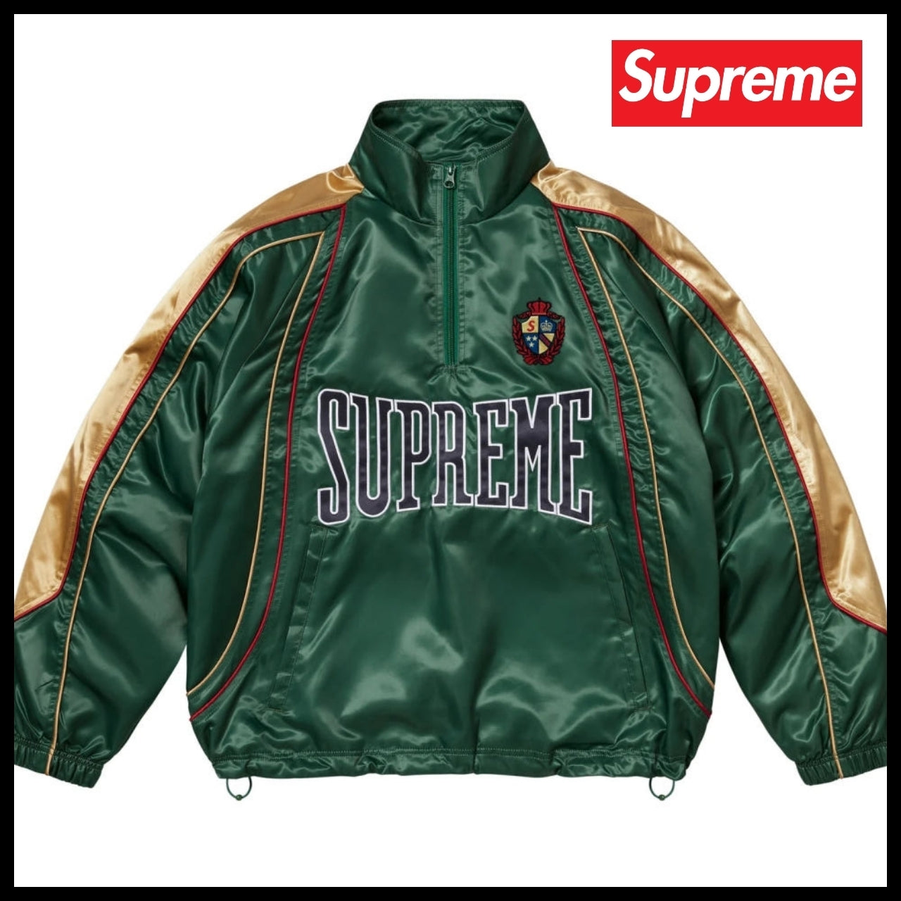 【Supreme】Satin Piping Pullover Green 25SS