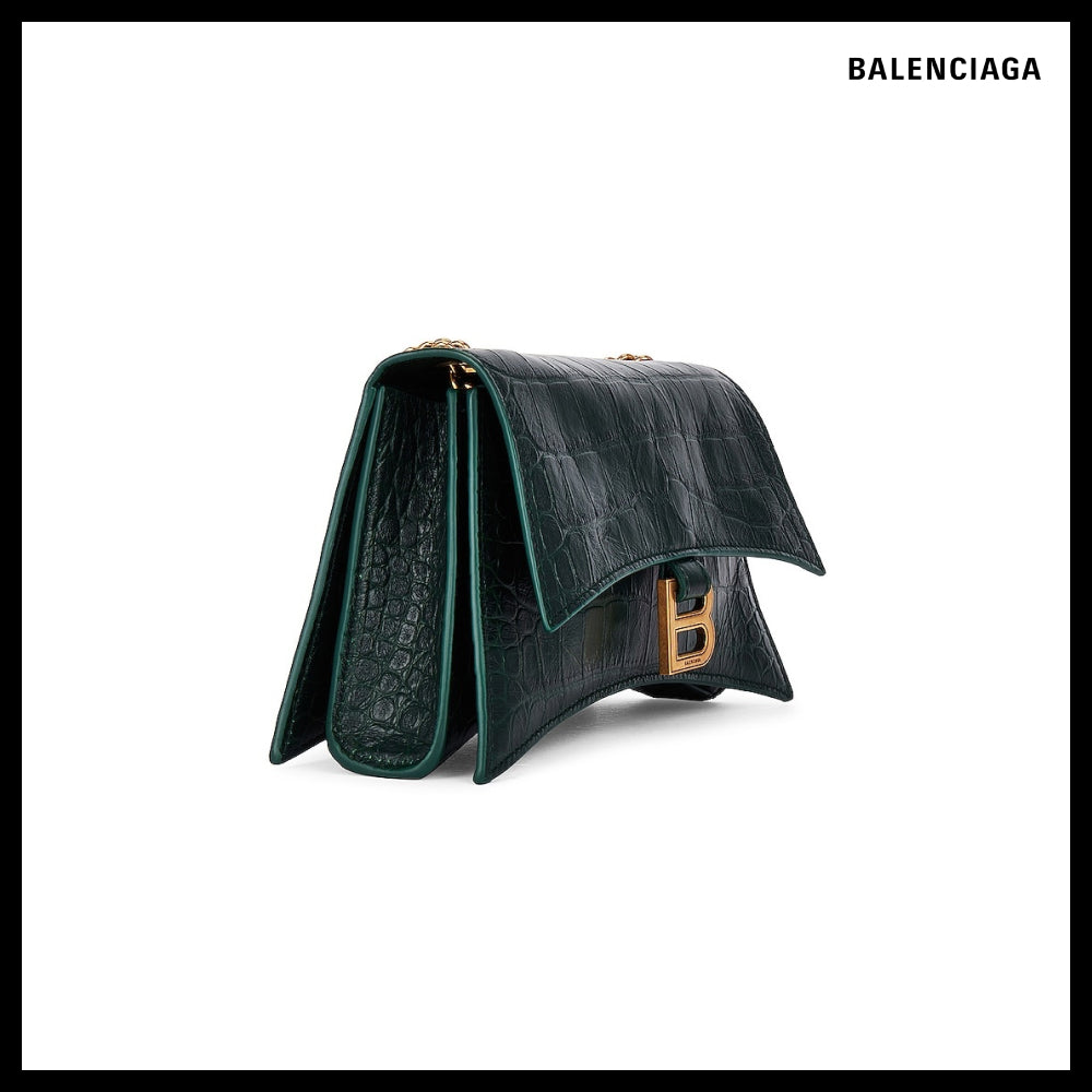 【BALENCIAGA】Crush XS Chain Bag Crocodile Embossed Green