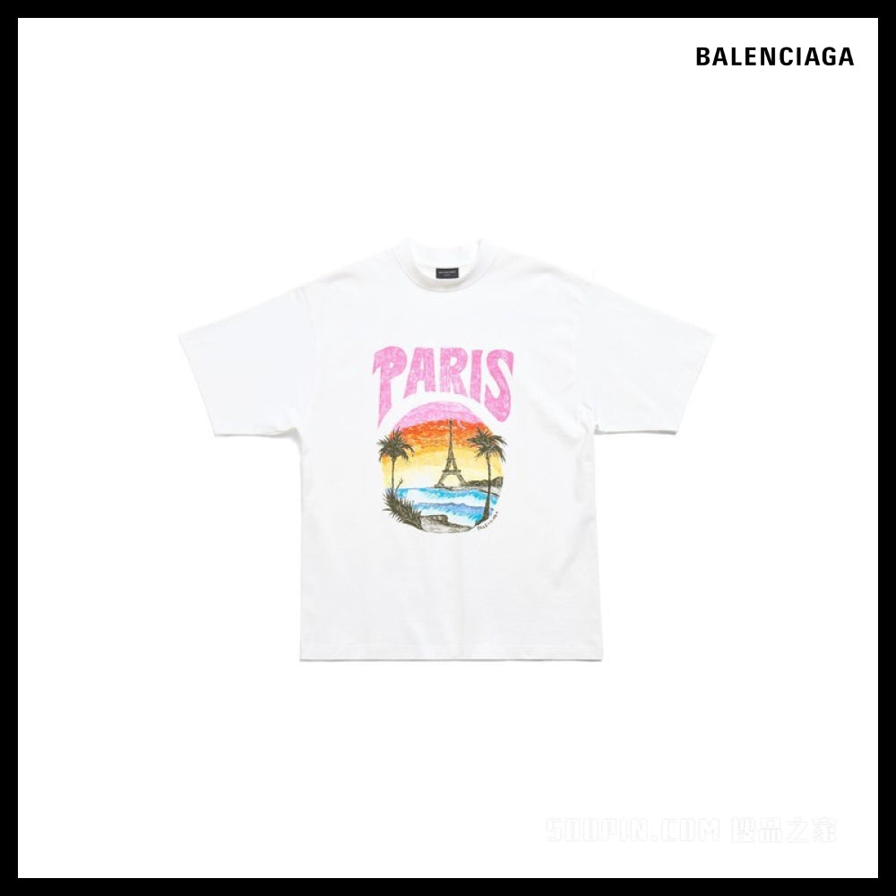 【BALENCIAGA】Paris Tropical Medium Fit T-Shirt 764235