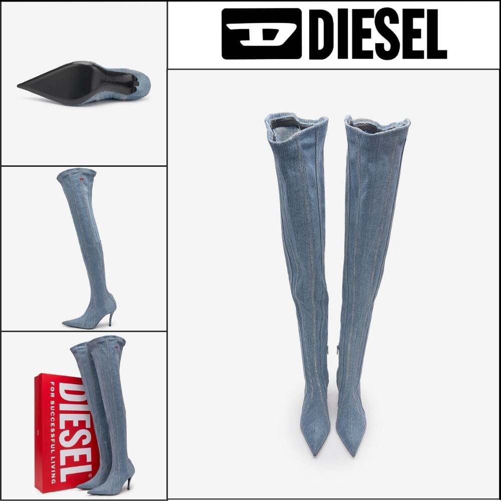 【DIESEL】DIVINUS DENIM LONG BOOTS - BLUE