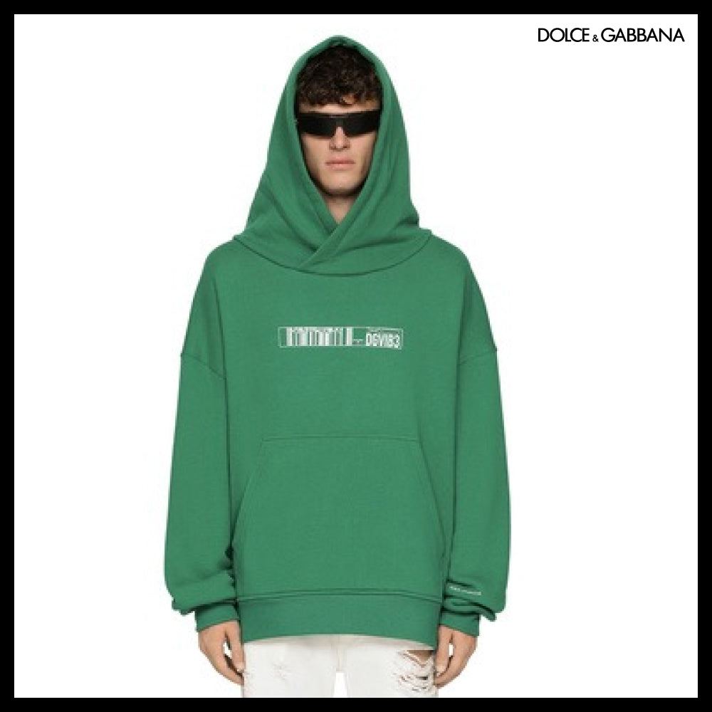 【Dolce & Gabbana】JERSEY HOODIE WITH DGVIB3 PRINT Green