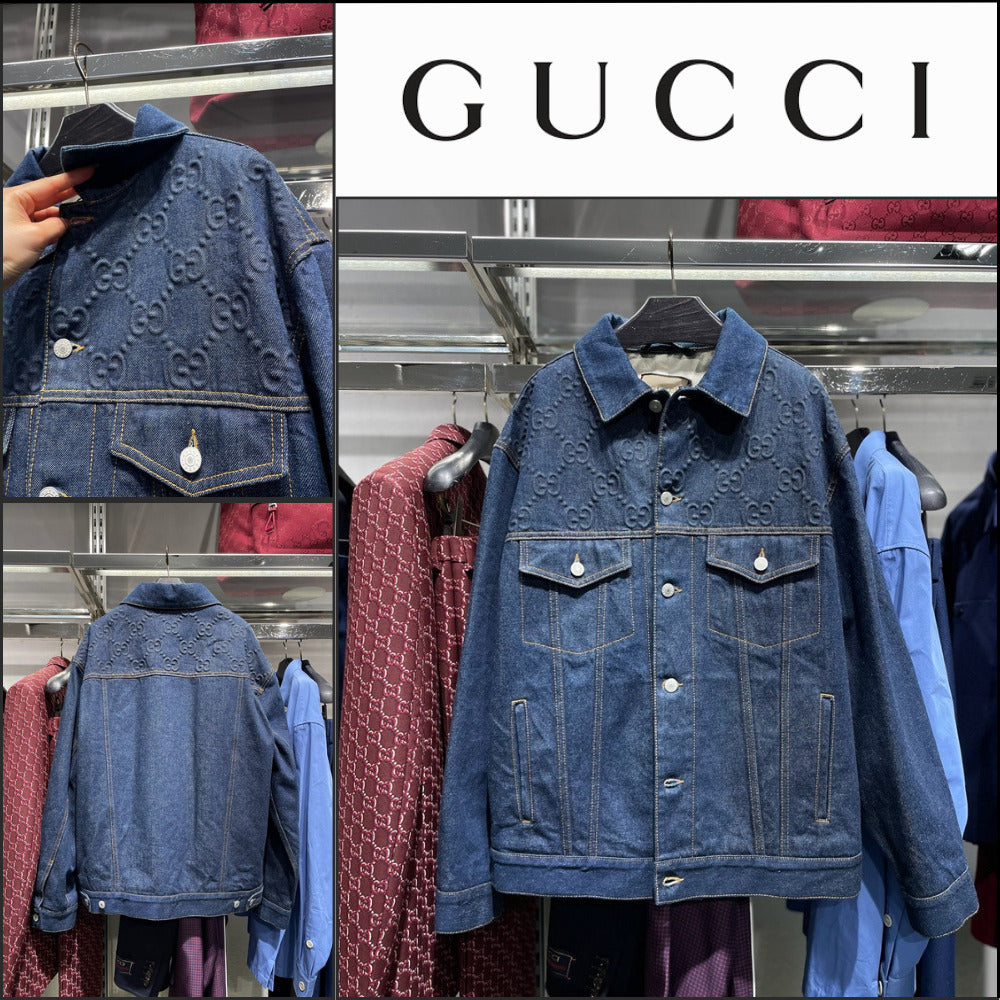 【GUCCI】GG Double Pocket Denim Jacket Dark Blue