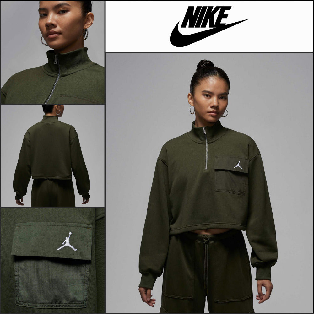 【NIKE】Brooklyn Fleece 1/4 Zip Hike Mike Top W Cargo Khaki