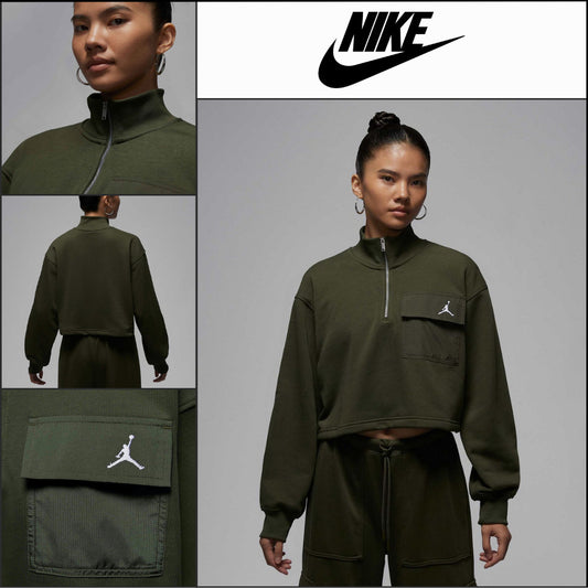 【NIKE】Brooklyn Fleece 1/4 Zip Hike Mike Top W Cargo Khaki
