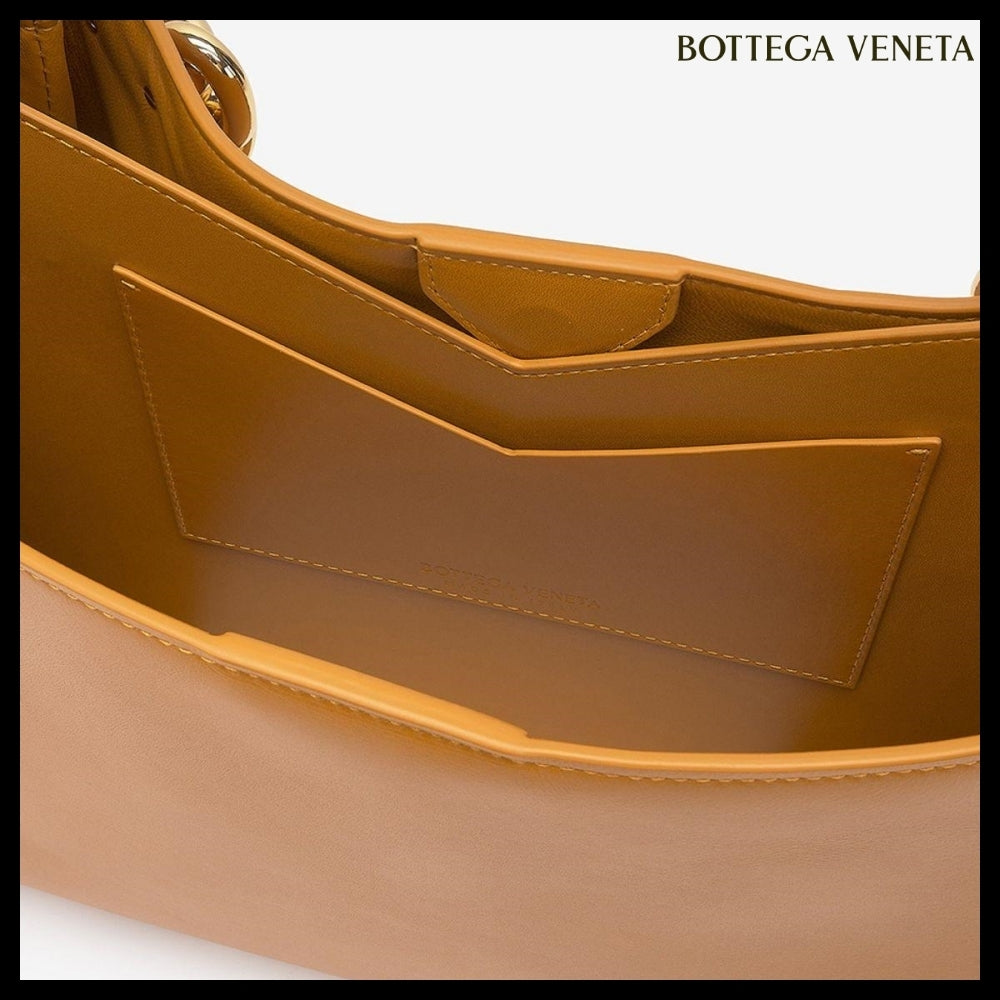 【BOTTEGA VENETA】Chain Woven Handle Mount Tote Bag Brown
