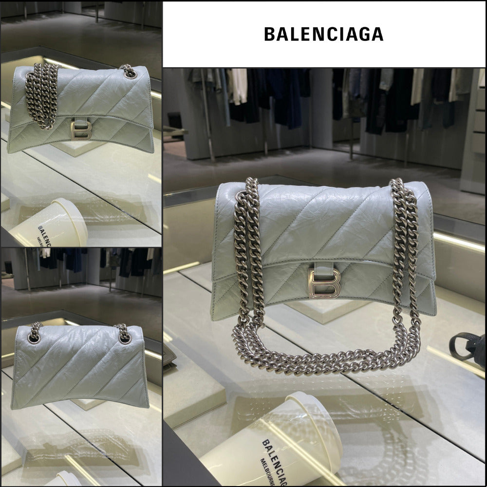 【BALENCIAGA】B Logo Quilted Calf Crush Small Chain Shoulder