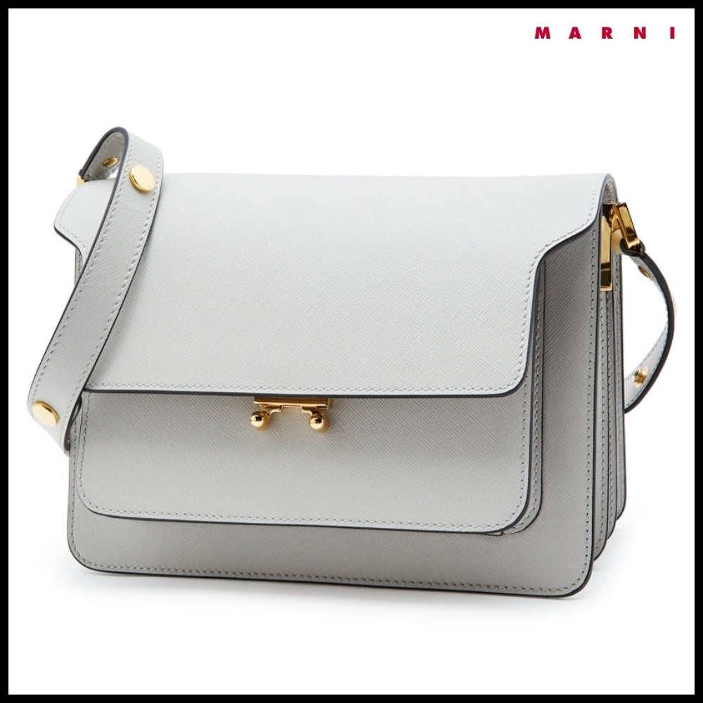 【MARNI】Grey Saffiano Medium Trunk Bag