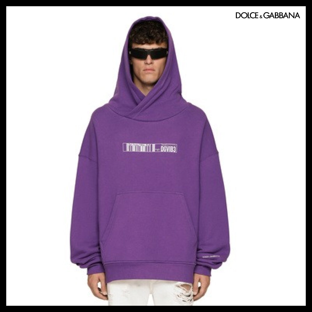 【Dolce & Gabbana】JERSEY HOODIE WITH DGVIB3 PRINT Purple