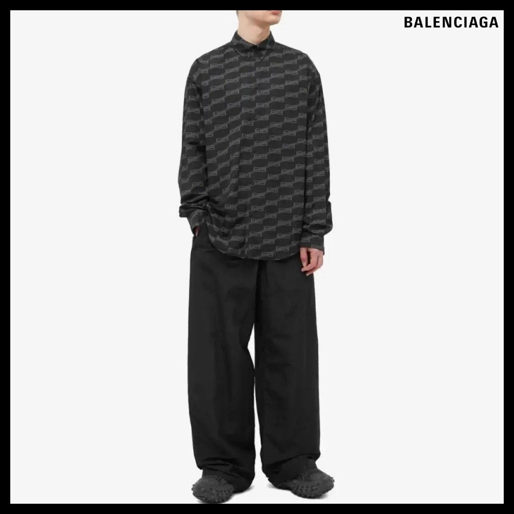 【BALENCIAGA】BB Monogram Long Sleeve Shirt Large Fit Grey