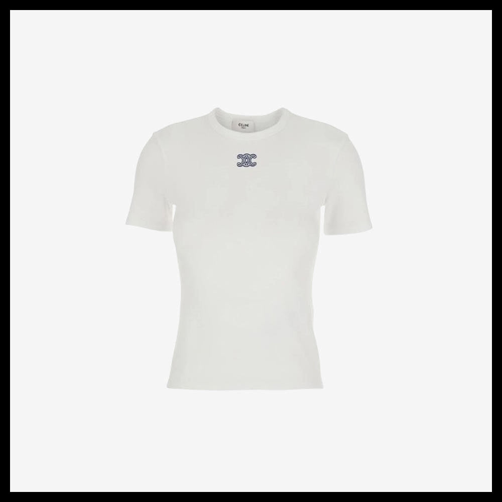 【CELINE】Triomphe Chest Embroidered Logo Short Sleeve