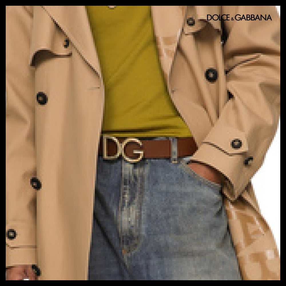 【Dolce & Gabbana】LEATHER BELT WITH DG LOGO