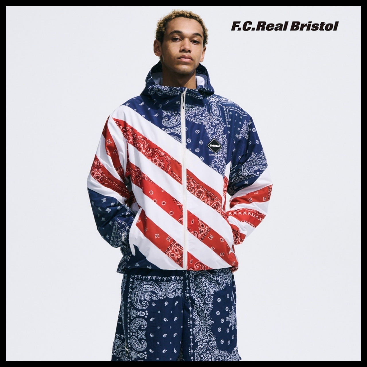 【F.C.REAL BRISTOL】PATCHWORK STRIPE PRACTICE JACKET 2Colors