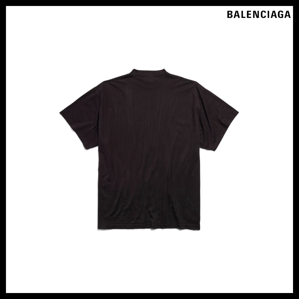 【BALENCIAGA】Black/White Metal BB Stencil Oversized T-Shirt