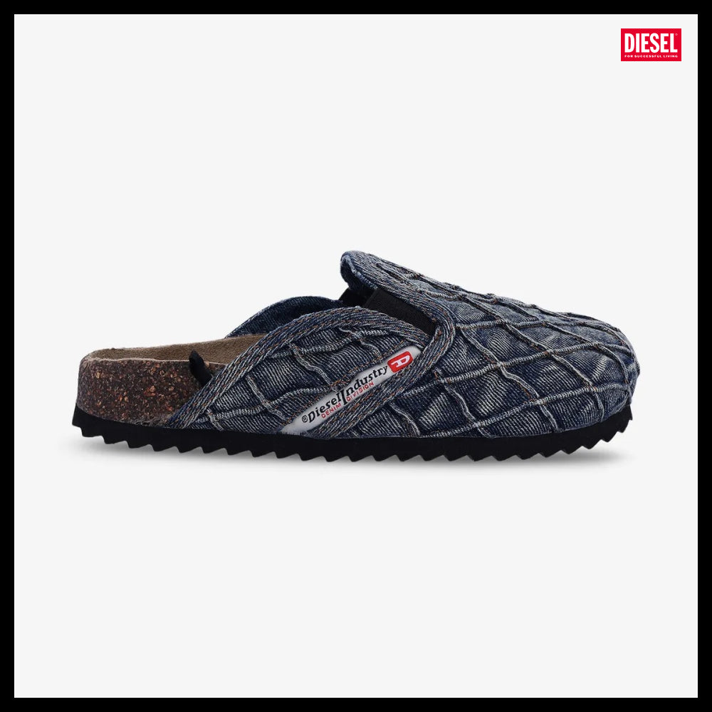 【DIESEL】Quilted Woodstock Slip-On - Blue Dirty Wash