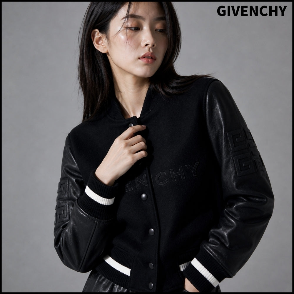 【GIVENCHY】Cropped Varsity Jacket Black