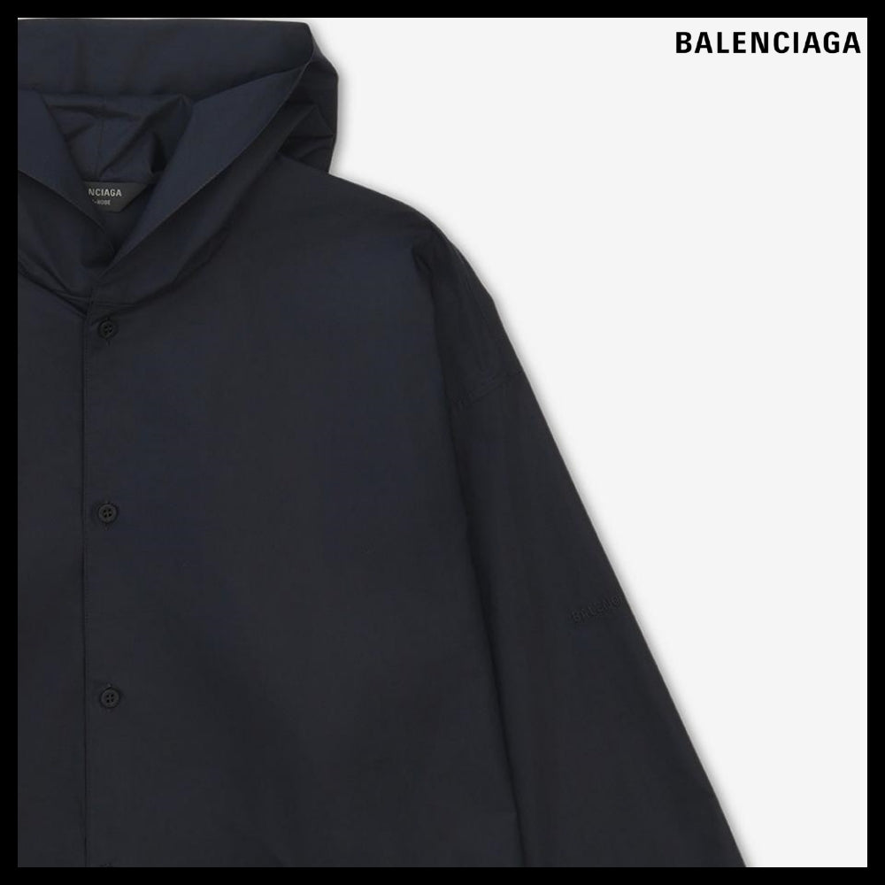 【BALENCIAGA】Oversize Hood Shirt Black