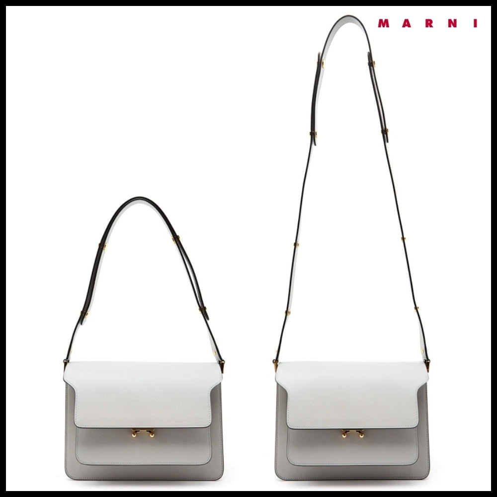 【MARNI】Grey Saffiano Medium Trunk Bag
