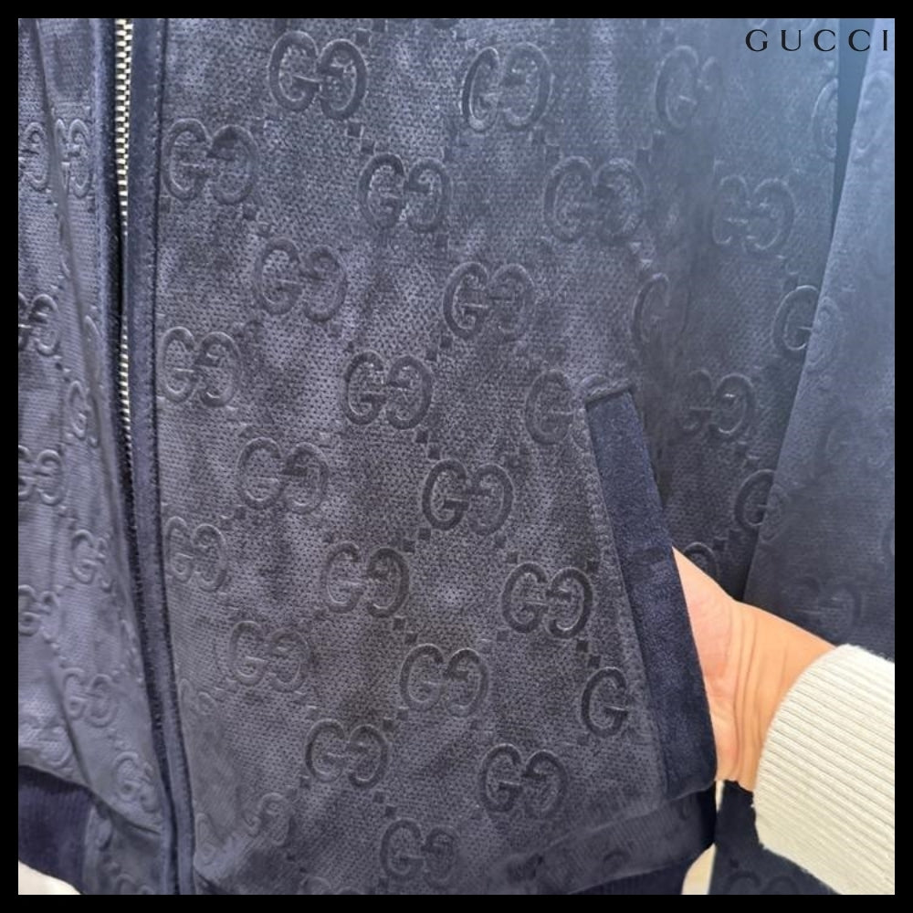 【GUCCI】GG Viscose Suede Bomber Jacket Royale