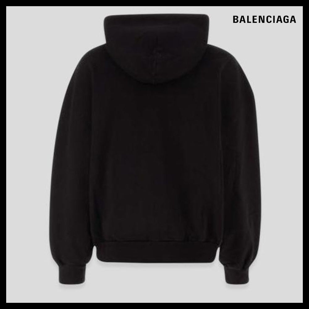 【BALENCIAGA】Regular Fit Zip-Up Hoodie Charcoal