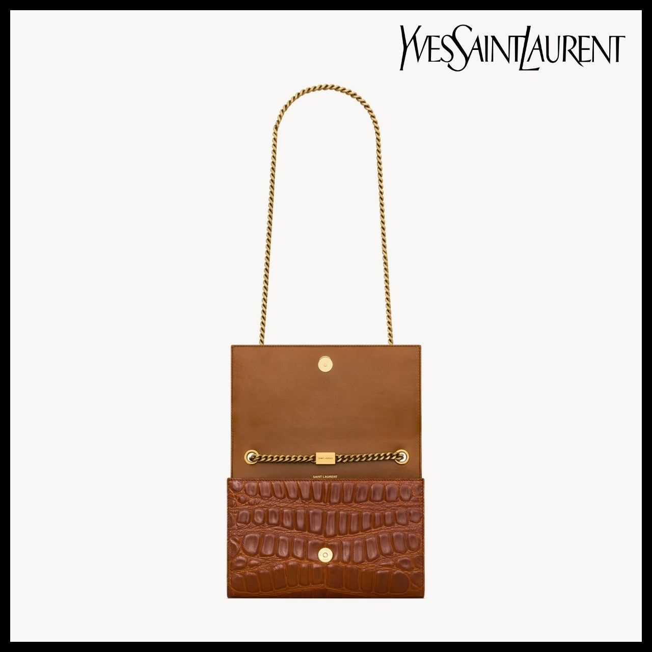 【Saint Laurent】Crocodile Embossed Leather New Kate Small