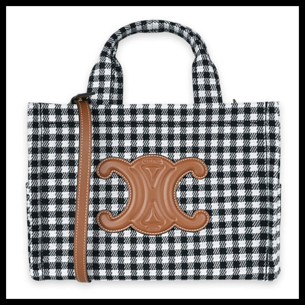 【CELINE】Thais Triomphe Small Tote Bag Black White