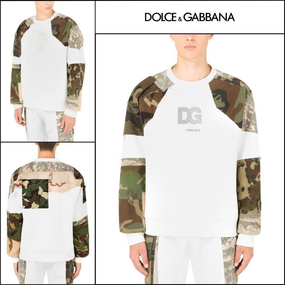 【Dolce&Gabbana】CAMOUFLAGE PATCHWORK SWEATSHIRT DG LOGO